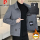 皮爾卡丹（pierre cardin）含羊毛呢外套男秋冬季雙面呢夾克短款衣多穿男士可拆卸羽絨內膽子 灰色 L 建議135斤以下