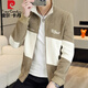 皮爾卡丹（pierre cardin）春秋季2025新款燈芯絨夾克男潮韓版修身帥氣拼色立領休閑外套 咖啡色 2XL130-145斤內(nèi)