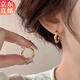 Warme Farben 洋氣金色交叉麻花圓圈耳環(huán)女耳圈簡(jiǎn)約2025新款潮個(gè)性圈圈耳環(huán) 麻花圓圈耳環(huán)-金色