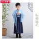 奧蒙威兒童古裝漢服國學(xué)服朗誦合唱表演男女中國風(fēng)服小學(xué)生演出服BY05 99-2藍色大袖 130