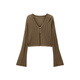 太平鳥(niǎo)女裝2024年秋季斯文薄披開(kāi)衫A1EDE3209 棕色 XL