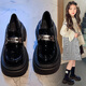 阿米艾（amiai）女童皮鞋2026新款春秋兒童樂(lè )福鞋黑色單鞋公主中大童學(xué)生演出鞋子 黑色 單層 黑色亮面 32  碼/鞋內長(cháng)約20.5cm
