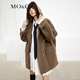 MO&Co.復古連帽觸感粗羊毛花呢大衣權力中長(cháng)款西裝外套女 橄欖綠色 XS 155