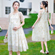 孕婦連衣裙夏裝新中式碎花減齡顯瘦中長(cháng)款夏天裙子夏季孕期時(shí)尚款 松花黃 XL
