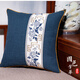 新中式抱枕紅木實(shí)木沙發(fā)客廳圈椅椅子靠墊夏季大靠枕靠背墊中國風(fēng) 加厚亞麻-/白色織帶-藍色 (正方形)/55*55/厘米/套+芯