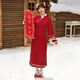 森女部落原創(chuàng  )新中式新年馬甲紅色旗袍氣質(zhì)兩件套拜年服新款秋冬女裝 連衣裙（單件） M