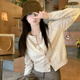 斐特瑪韓系針織小開(kāi)衫女春秋季外穿薄款毛衣外套小個(gè)子短款修身內搭上衣 燕麥色 M（適合95-105斤）