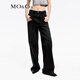 MO&Co.牛仔褲棉質(zhì)洗磨抽繩低腰寬松直筒闊腿褲立體中線(xiàn)搖滾風(fēng)摩安珂 牛仔黑色 S 26