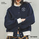 馬登學(xué)院風(fēng)棒球服夾克女秋季美式復古撞色刺繡百搭毛呢外套保暖上衣 海軍藍 （建議拍小一碼） M