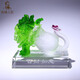 琉璃玉石工藝品翡翠大白菜百財(cái)擺件客廳裝飾招財(cái)高檔輕奢定制禮品 百財(cái)如意（中號(hào)） 贈(zèng)送高檔水晶底座