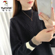 啄木鳥針織衫女加/絨加厚秋冬新款毛衣女半高領(lǐng)寬松外穿加厚內(nèi)搭保暖 黑色【不加/絨】 L 建議106-119斤穿