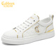 卡賓（CABBEEN）板鞋男網(wǎng)面透氣小白鞋男鞋韓版百搭舒適休閑鞋子男 白金 39