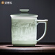 金鑲玉景德鎮茶杯 黃守良手作影青雕刻商務(wù)辦公家用泡茶杯送禮 江南風(fēng)韻