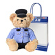 蜀黍家警察小熊墨鏡小熊證件熊公仔交警小熊警官娃娃毛絨警察節禮物 坐姿藍襯熊（35cm 男款 禮品袋） 默認款