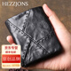 赫澤瓊斯HEZZJONS手工錢包復(fù)古真皮短款錢包頭層羊皮多功能豎款錢夾青年商務(wù)休閑個(gè)性零錢夾軟皮錢包 黑色