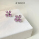 花飾莊園 紫漸變水晶耳釘春夏高品質(zhì)輕奢方形小眾設計輕奢耳飾 高貴紫高品質(zhì)四葉花朵漸變水晶耳