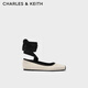 CHARLES&KEITH拼色質(zhì)感綁帶平跟芭蕾舞鞋單鞋女平底鞋女鞋子女CK1-70380979 BLACK TEXTURED黑色紋理 36