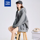 唐獅秋裝新款衛衣外套女連帽開(kāi)衫寬松休閑學(xué)院風(fēng)上衣TB 深麻灰 S