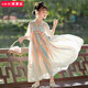奧蒙威（AOMENGWEI）兒童漢服裙女童中國(guó)風(fēng)唐裝襦裙小女孩超仙古裝連衣裙表演服H1514 云清D 140