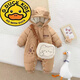 G.DUCKKIDS小黃鴨羽絨服冬裝嬰幼兒連體衣男寶寶衣服冬季外出服哈衣白鴨絨 DY-2312701咖色加厚絨服 送同款包 90 cm