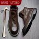 LOYEZI VUTYZIUO馬丁靴男2025冬季新款百搭透氣高幫休閑鞋男士牛皮靴子切爾西短靴 咖啡色（單鞋） 43 標準皮鞋尺碼