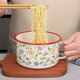 華科加厚搪瓷快餐杯帶蓋泡面碗學(xué)生宿舍大號(hào)碗卡通飯盒食堂打飯缸飯碗 紅邊芳香15CM/加厚搪瓷餐杯