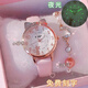 COJR高顏值兒童手表女孩小學(xué)生初中女童防水夜光6到12歲只看時(shí)間禮物 小貓咪-粉色【送星月手鏈】