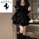 溥畔2025法式復(fù)古公主蓬蓬裙秋冬感純欲收腰顯瘦黑色連衣裙女 Bla/黑色長袖款+腰帶 S 建議85-95斤