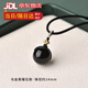 喜福康黑曜石吊墜女款本命年轉(zhuǎn)運(yùn)珠掛件正品銀曜石金曜石項(xiàng)鏈配飾禮物女 烏金黑曜石款