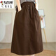 啄木鳥(niǎo)（TUCANO）2025春夏新款寬松遮肚純色棉麻半身裙女中長(cháng)款高腰亞麻百搭A字裙 咖啡色 M 【建議95-115斤】