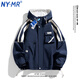 NY-MR潮牌聯(lián)名連帽夾克男春秋季休閑國(guó)潮外套學(xué)生工裝寬松衣服男女同款 BB-J177#藏青色 XL