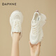達芙妮網(wǎng)面老爹鞋女鞋2025新款厚底小白鞋夏季薄款休閑鞋透氣運動(dòng)鞋 米紫色 38