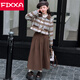 FIXXA女童秋冬套裝裙2025新款洋氣兒童夾棉加厚兩件套大童時(shí)尚冬裝裙子 上衣+半身裙【套裝】 160 cm