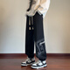 主意范胖子哈倫長(cháng)褲子男春夏薄款直筒加肥加大碼小腳衛褲寬松運動(dòng)褲子 A022-HK24768黑色 5XL 210-240斤