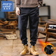 真維斯（Jeanswest）2025新款美式工裝褲子男春季潮牌寬松大碼男士加絨休閑束腳褲男褲 黑色加絨加厚 4XL