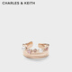 CHARLES&KEITH瑰麗夢境珍珠開口戒指女CK5-31470101 Rose Gold玫瑰金色 S