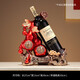 新中式葫蘆五福臨門(mén)紅酒酒架擺件客廳玄關(guān)酒柜裝飾品喬遷搬家禮物 福祿酒架擺件（不含酒瓶）-紅色