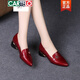 卡帝樂(lè )鱷魚(yú)（CARTELO）2026新款春?jiǎn)涡降总浧ふ嫫づ锛炯t色中跟皮鞋秋豆豆鞋新品 紅色 37