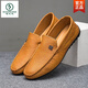 啄木鳥(niǎo)2026年新款豆豆鞋男士潮流駕車(chē)鞋休閑韓版懶人鞋軟面軟底皮鞋 黃色 44 (270mm)