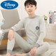 迪士尼青少年純·棉秋衣秋褲男童初中生內衣套裝兒童中大童睡衣秋冬棉毛 帶小便口-中領(lǐng)淺灰條紋 180 建議175-180厘米