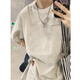 LDBE2025新款重磅純棉夏季美式復古高街短袖t恤女寬松hiphop半袖上衣 白灰色【純棉】 M（80-100斤）