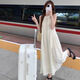 星際狼白色甜美掛脖連衣裙仙女夏季2024新款袖高級(jí)感氣質(zhì)a字長裙子ins 掛脖長裙 均碼（80-140）