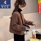 啄木鳥(niǎo)小香風(fēng)格子短外套女23春秋季小個(gè)子氣質(zhì)名媛設(shè)計(jì)感夾克上衣短款 M 寬松版101-110斤