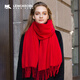 凌克（LENGKEORL）純羊毛大紅色圍巾披肩送老人長(cháng)輩立冬祝壽禮物中國馬年本命年結婚