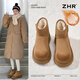 ZHR雪地靴女冬季新款保暖短靴女百搭厚底防滑防水棉鞋 JT72 駝色 36
