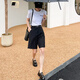 柒風五分褲西裝短褲女高腰 2025新款灰色5分西褲高端百慕休閑中褲夏季 黑色 M 腰圍72cm110斤以內