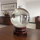 水晶球擺件風(fēng)水 流水12白透明圓球人造紫黃色玻璃球裝飾品客 30公分水晶球加木底