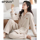 ORZUV品牌睡衣女士冬季珊瑚絨加厚保暖2024新款法蘭絨大碼冬天家居服 奶杏 L （165碼）建議100-120斤