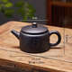 恩寶樂(lè )大口茶壺敞口紫砂壺泡茶壺寬口功夫茶具大容量朱泥實(shí)用井欄壺 黑漢瓦壺 200ml 200ml