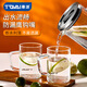 華派（TQVAI）高硼硅玻璃水杯辦公室泡茶杯啤酒果汁飲料杯帶把手家用玻璃杯套裝 6個300ML（加厚底）杯身無LOGO